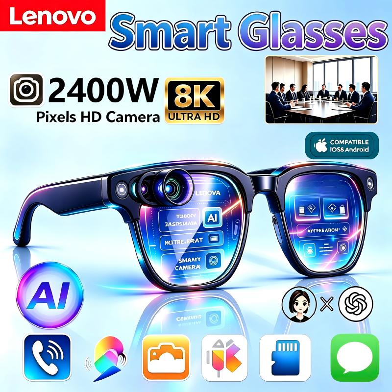 Smart Glasses Lens - Óculos Inteligentes Lenovo AI com Assistente